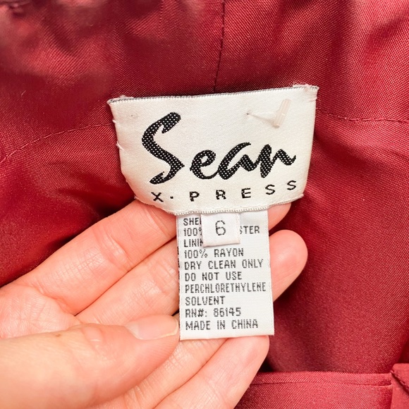 NWOT Sean Collection X•Press FORMAL Dress BURGUNDY BEADED SILVER LIKE CRYSTALS - Picture 4 of 8